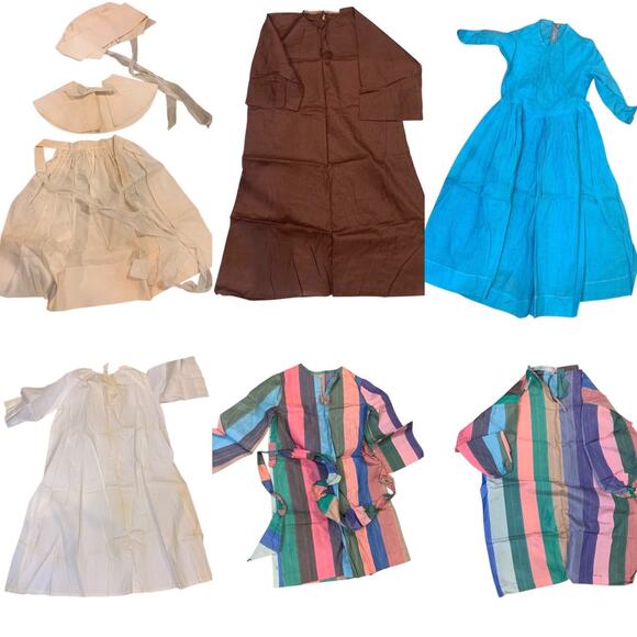 Set of 6 Youth Vintage Handmade Costume Pieces Dress Cloak Apron Bonnet - Picture 1 of 11